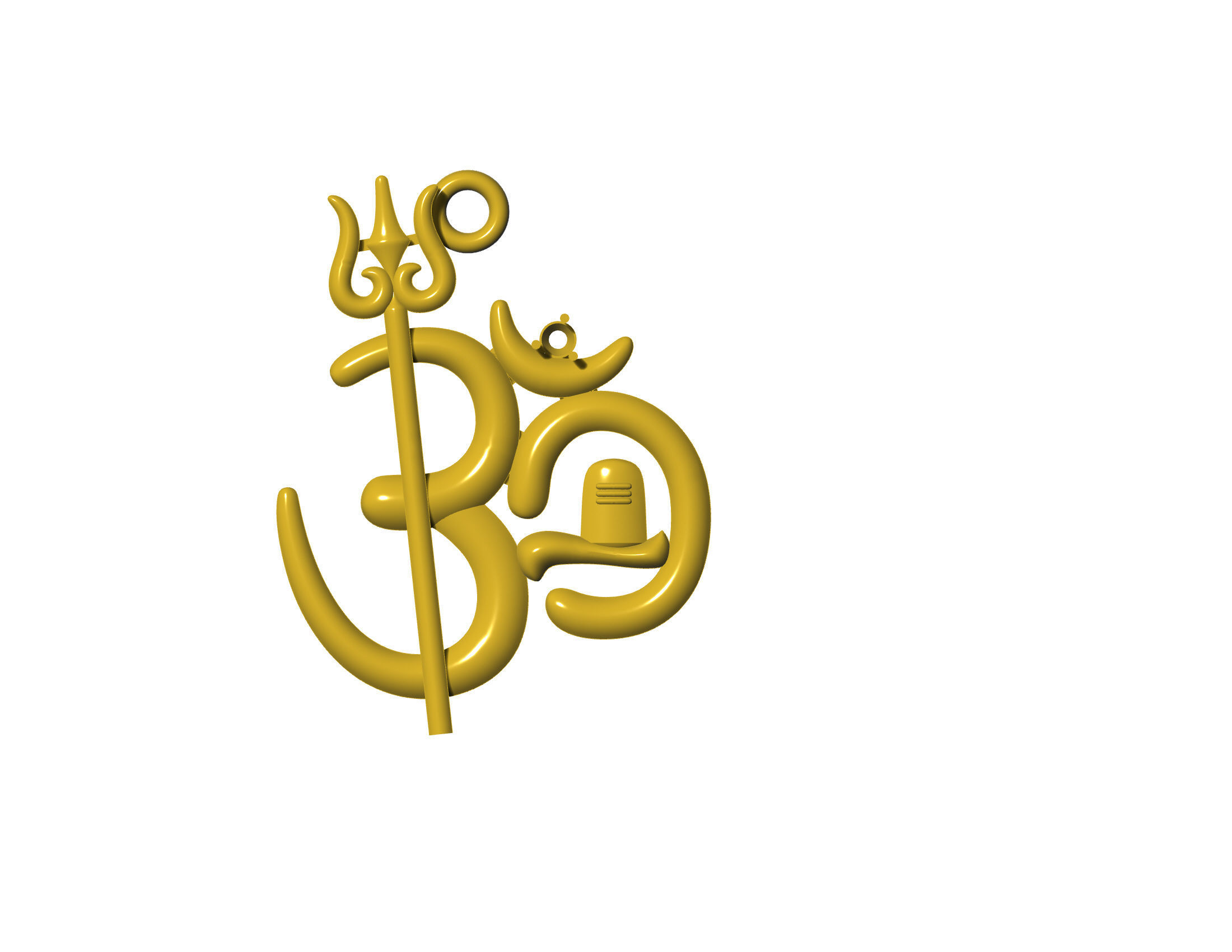 OM TRISHUL PENDANT 3D print model_4