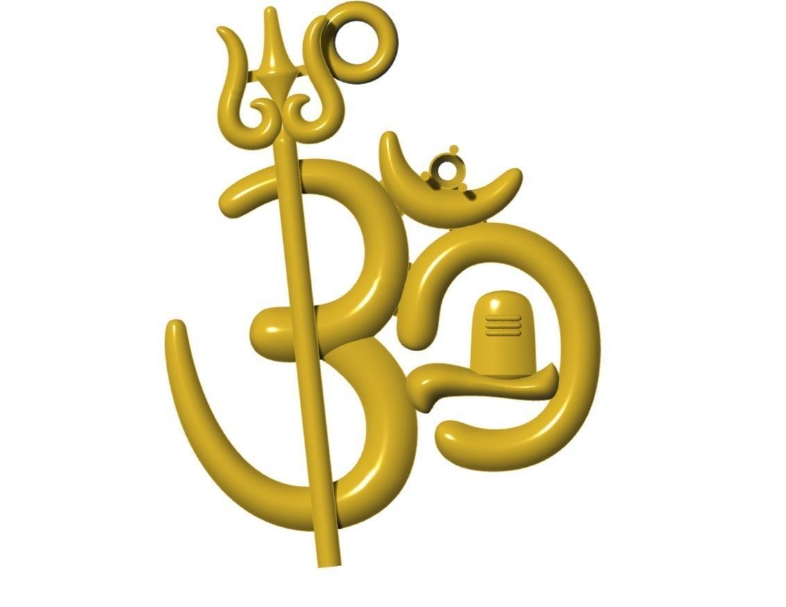 OM TRISHUL PENDANT 3D print model_1