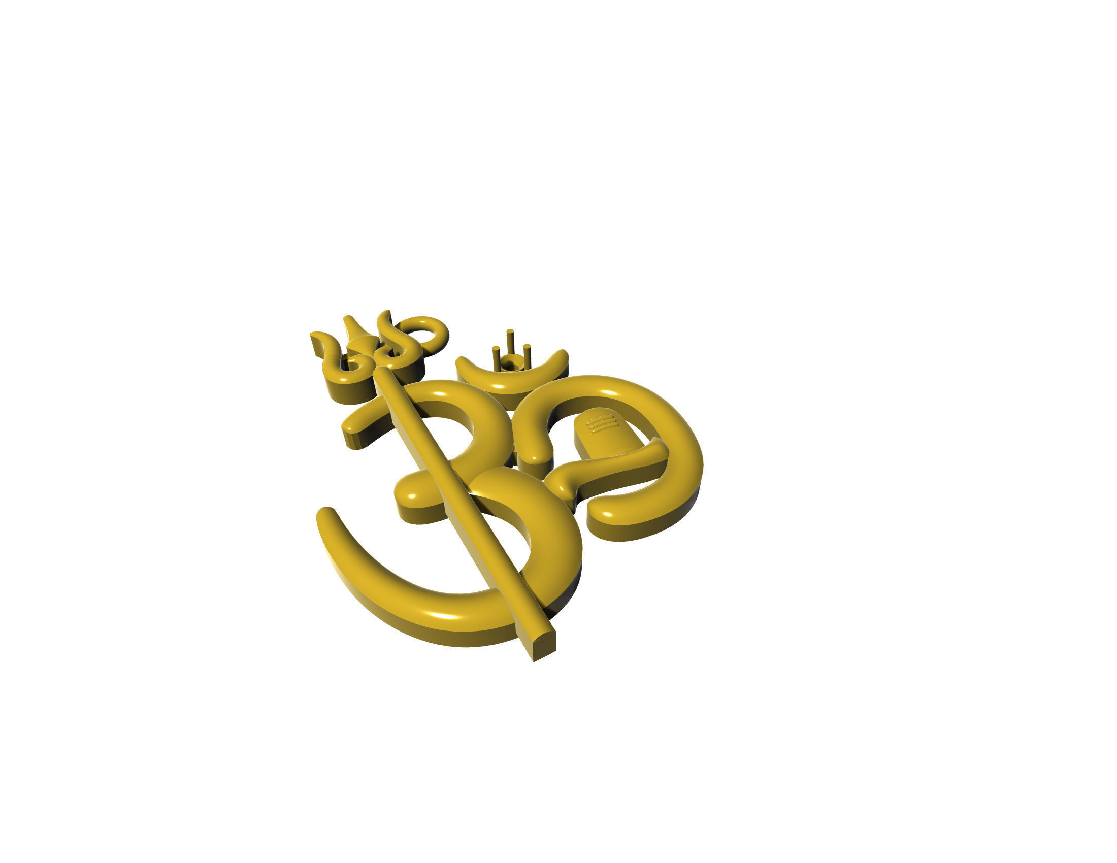 OM TRISHUL PENDANT 3D print model_5