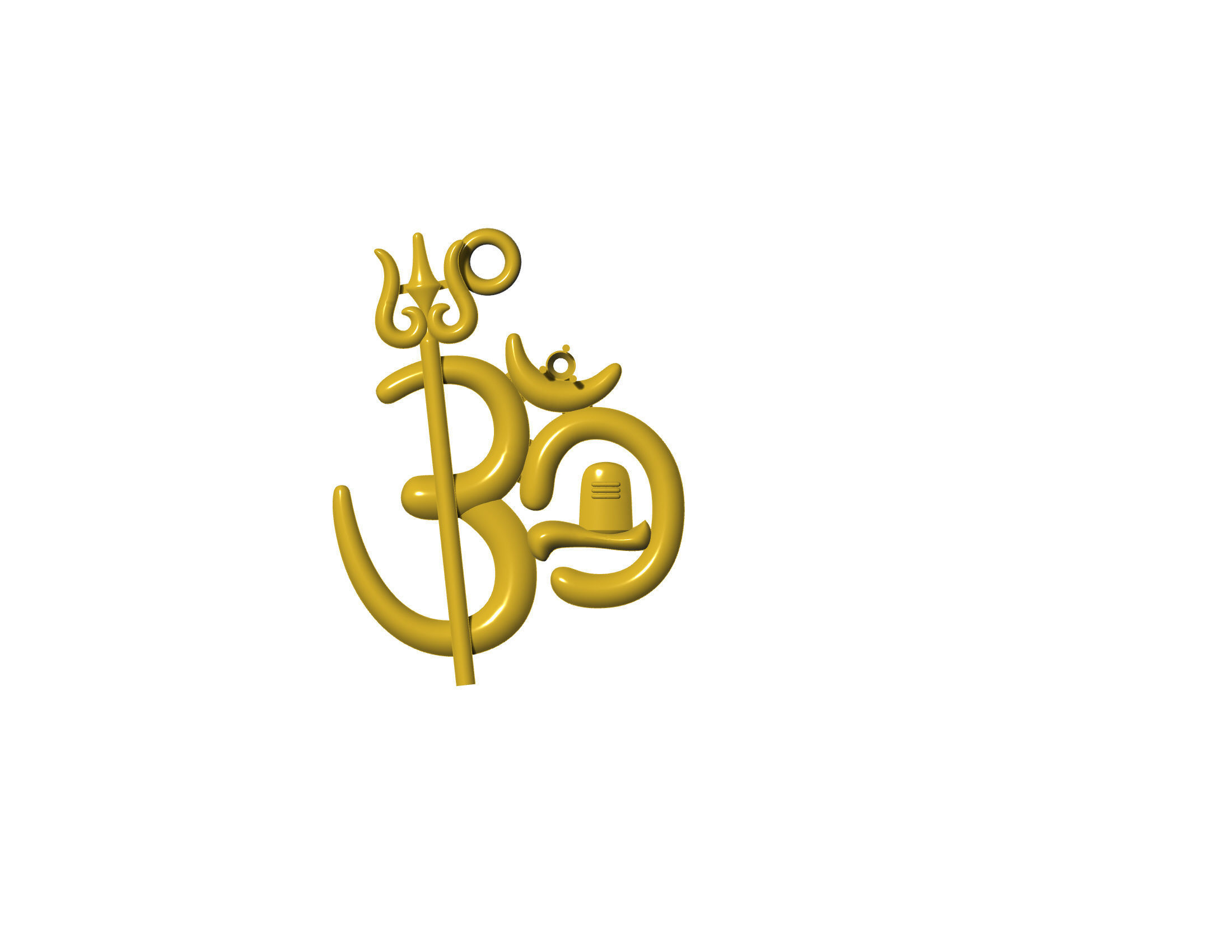 OM TRISHUL PENDANT 3D print model_3