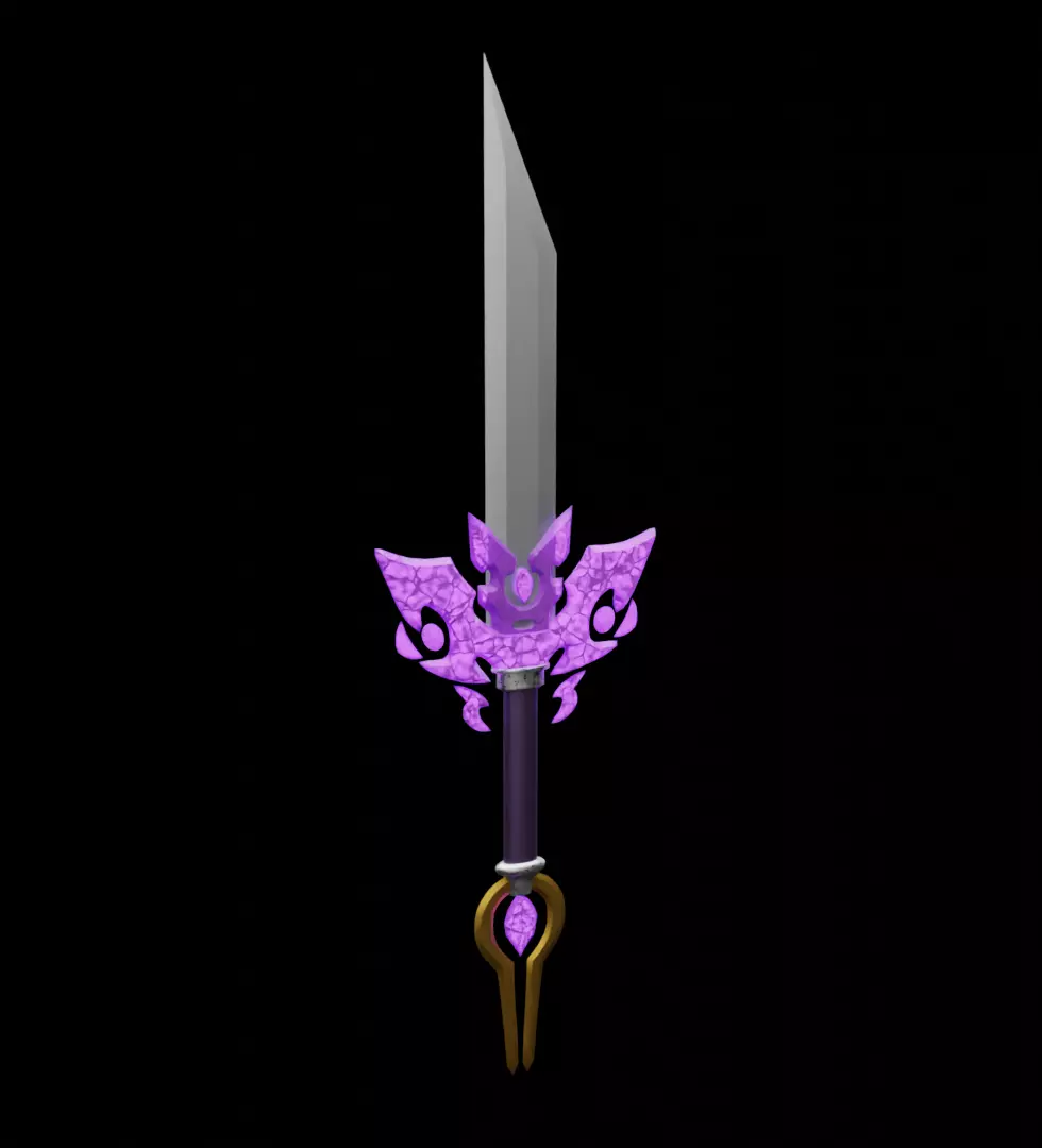 Fantasy crystal sword 3D model for games Low-poly 3D model