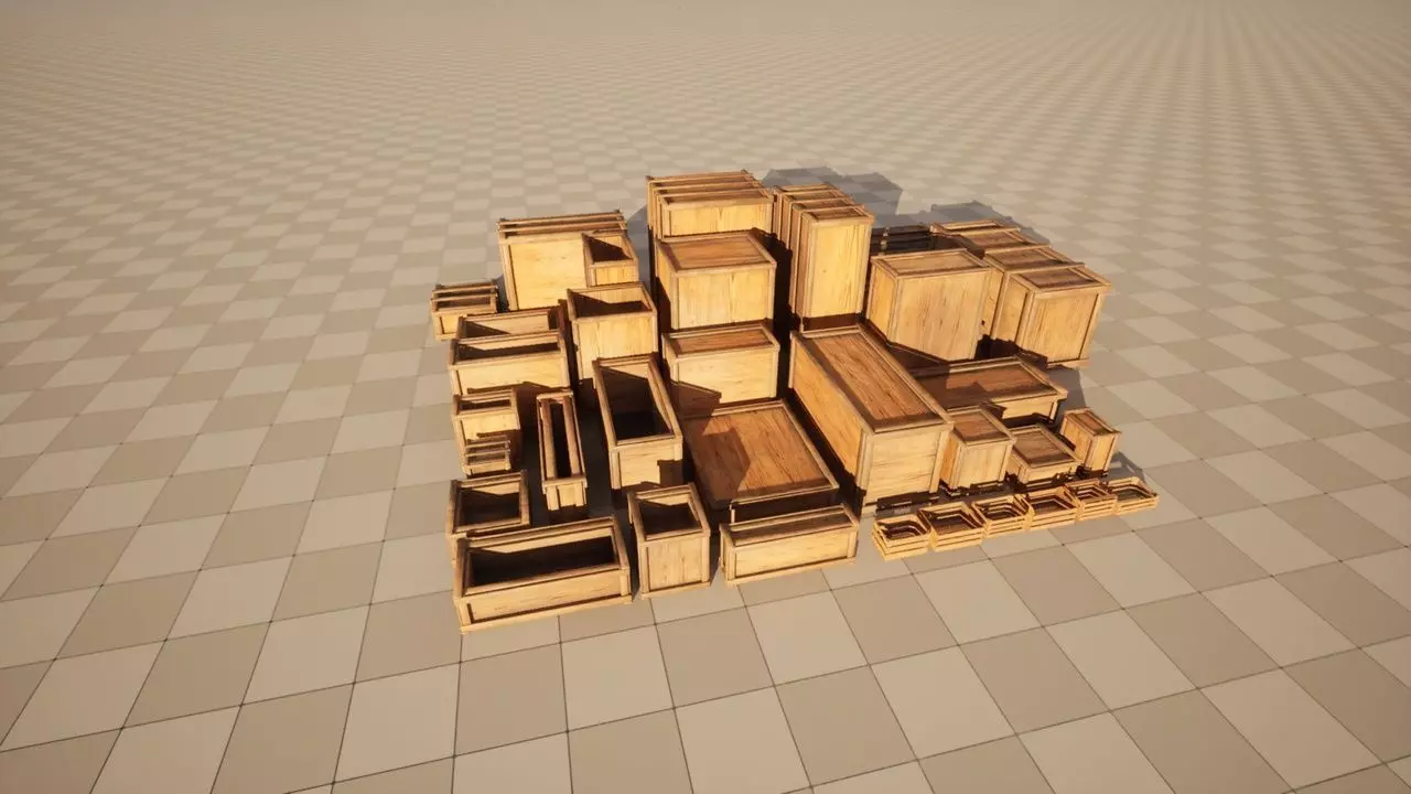 wooden box Low-poly 3D model