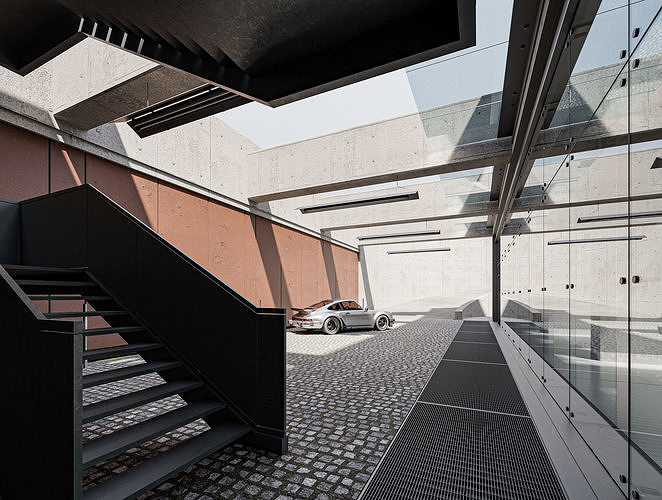 Multifunctional Loft Building 01 Low-poly 3D model 5