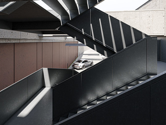 Multifunctional Loft Building 01 Low-poly 3D model 6