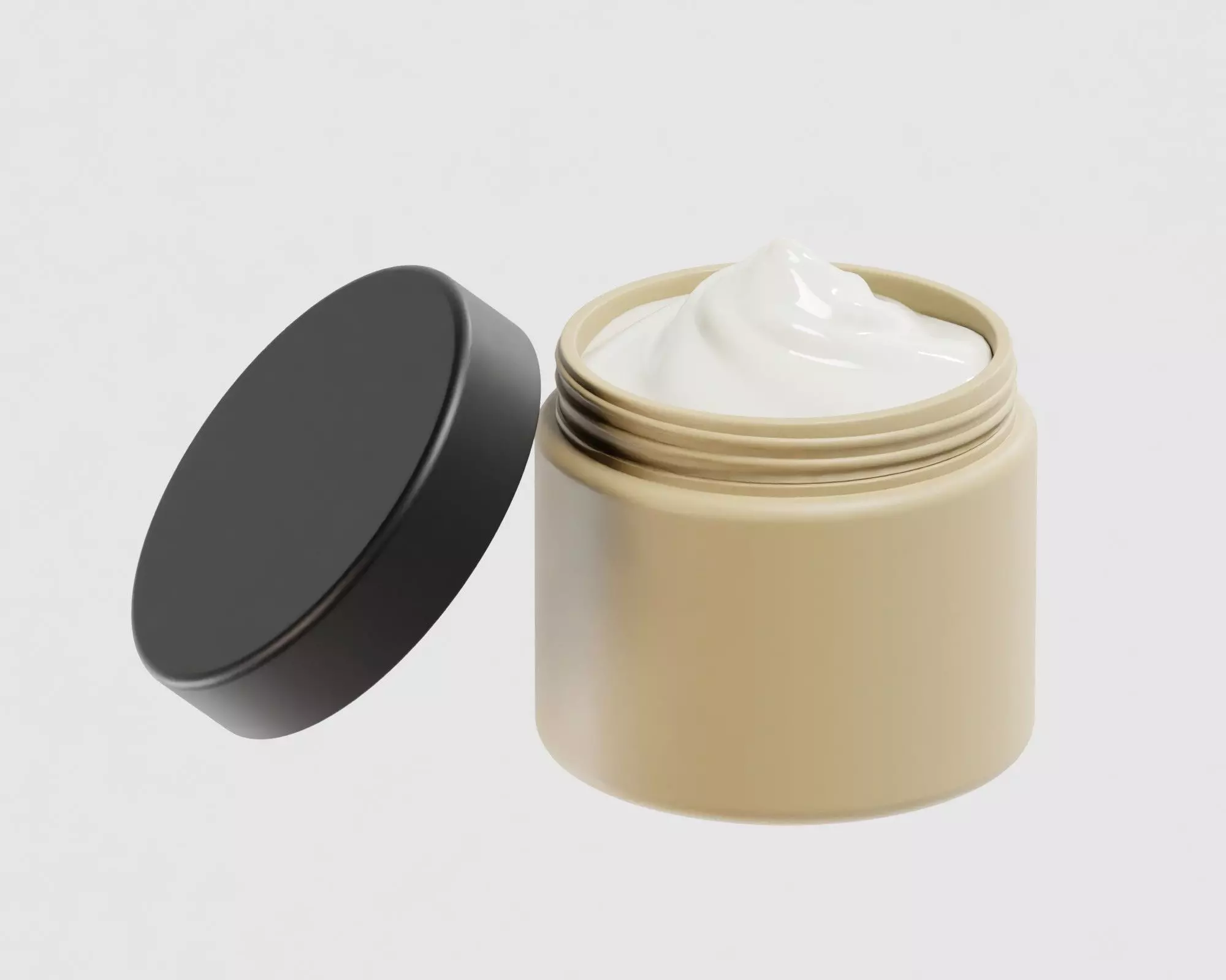 Cream jar 008 Low-poly 3D model_0
