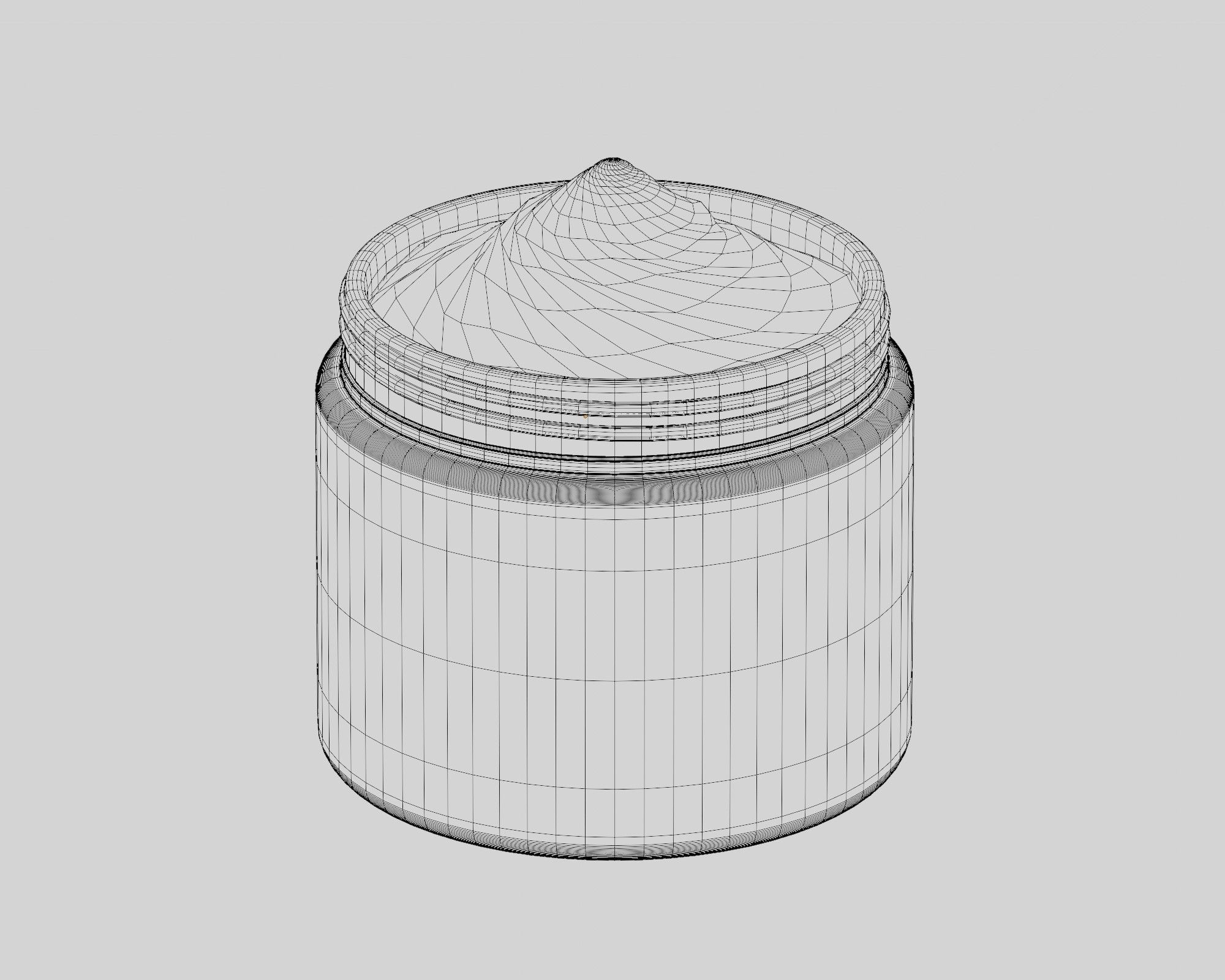 Cream jar 008 Low-poly 3D model_8
