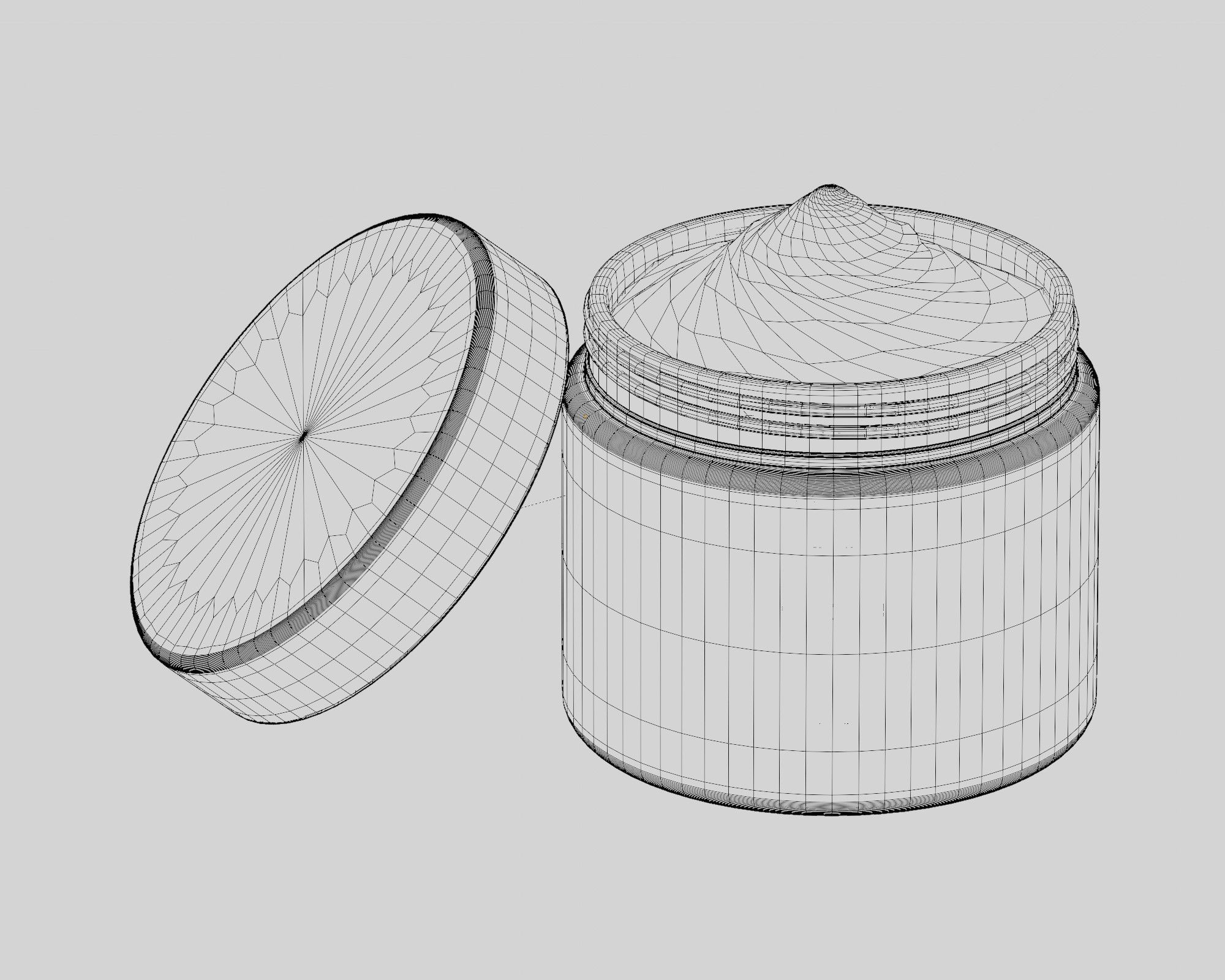 Cream jar 008 Low-poly 3D model_6