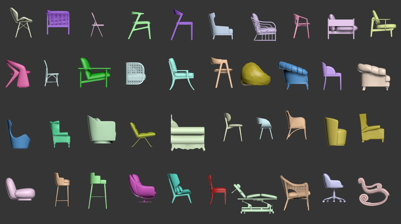 40 Different Chair and Armchair Diorama Collection Pack-Bundle 3D print model_16