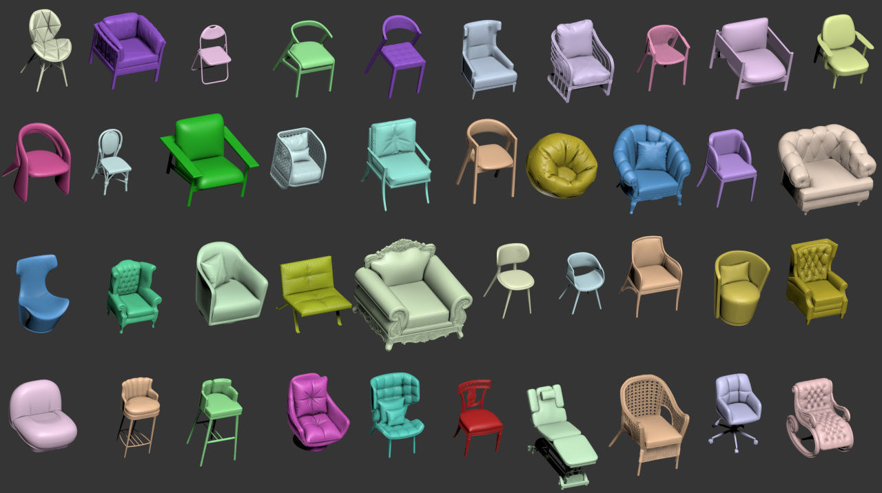 40 Different Chair and Armchair Diorama Collection Pack-Bundle 3D print model_11