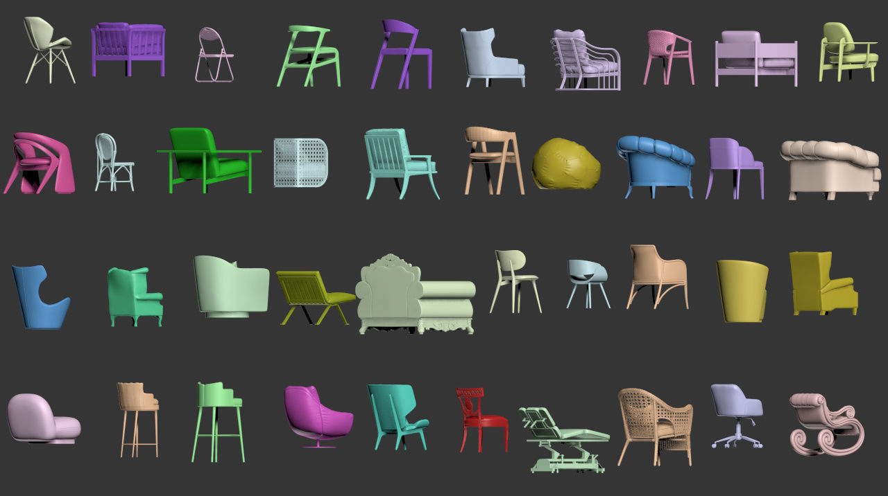 40 Different Chair and Armchair Diorama Collection Pack-Bundle 3D print model_15