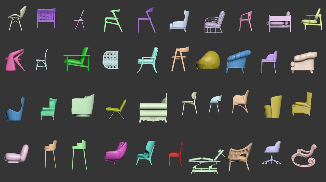 40 Different Chair and Armchair Diorama Collection Pack-Bundle 3D print model_12