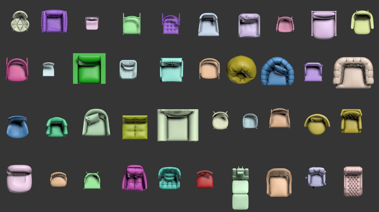 40 Different Chair and Armchair Diorama Collection Pack-Bundle 3D print model_18