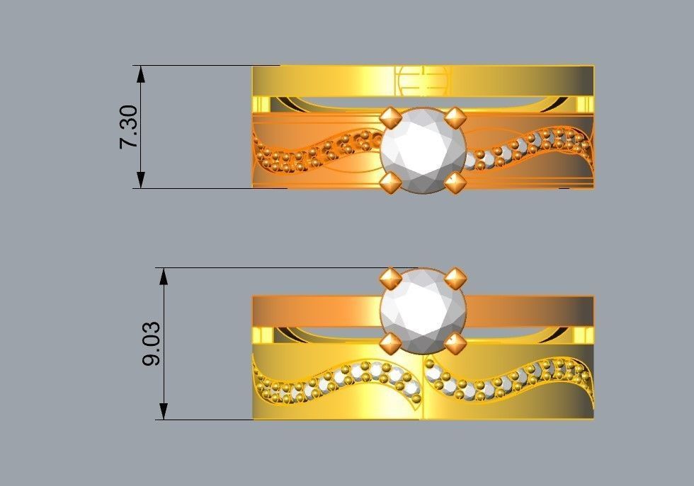 Womens Two piece solitaire ring 3D print model_5