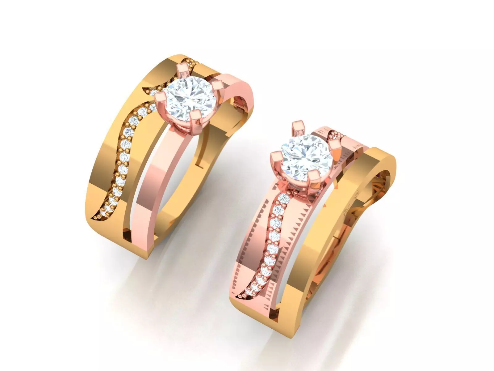 Womens Two piece solitaire ring 3D print model_0