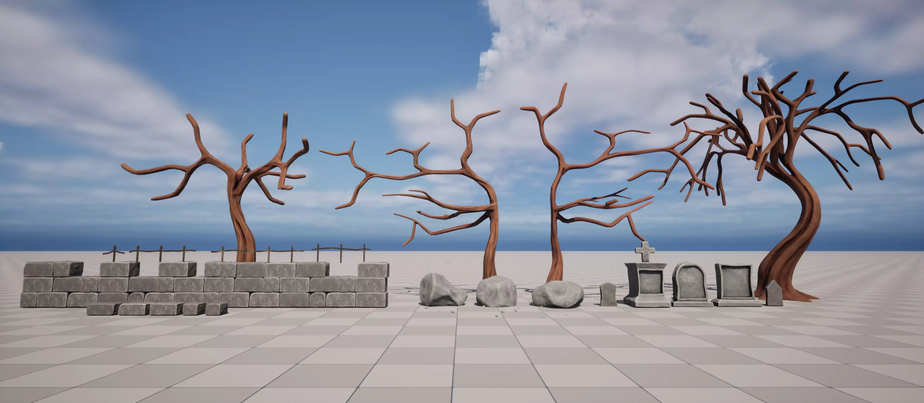 Stylized Graveyard Assets Low-poly 3D model_0