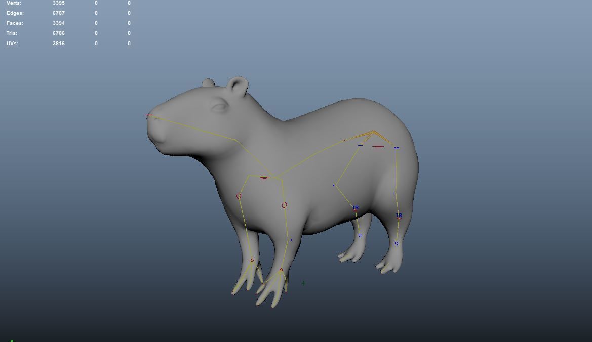 Capybara model for the game Low poly and High poly Low-poly 3D model_8