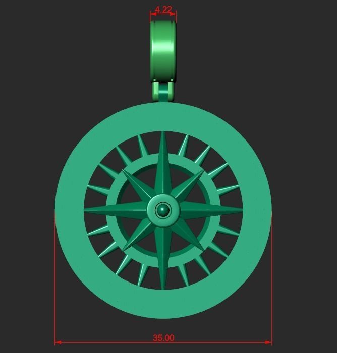 COMPASS PENDANT 3D print model_2