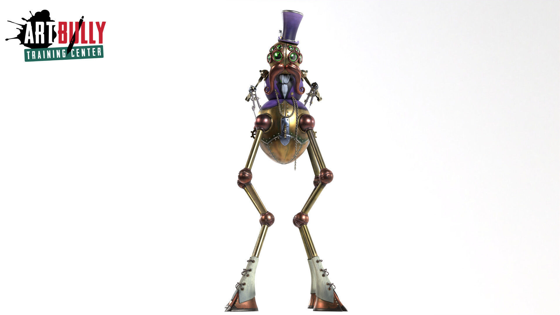 Robot Gentleman PBR Game-Ready Low-poly 3D model_9