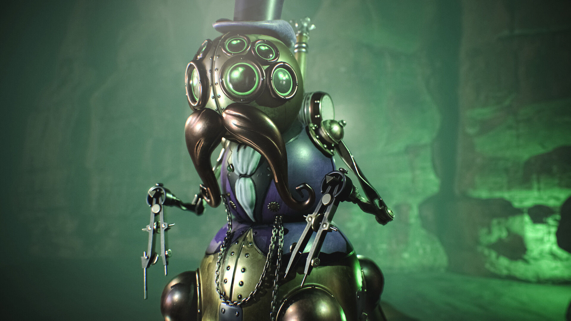 Robot Gentleman PBR Game-Ready Low-poly 3D model_5