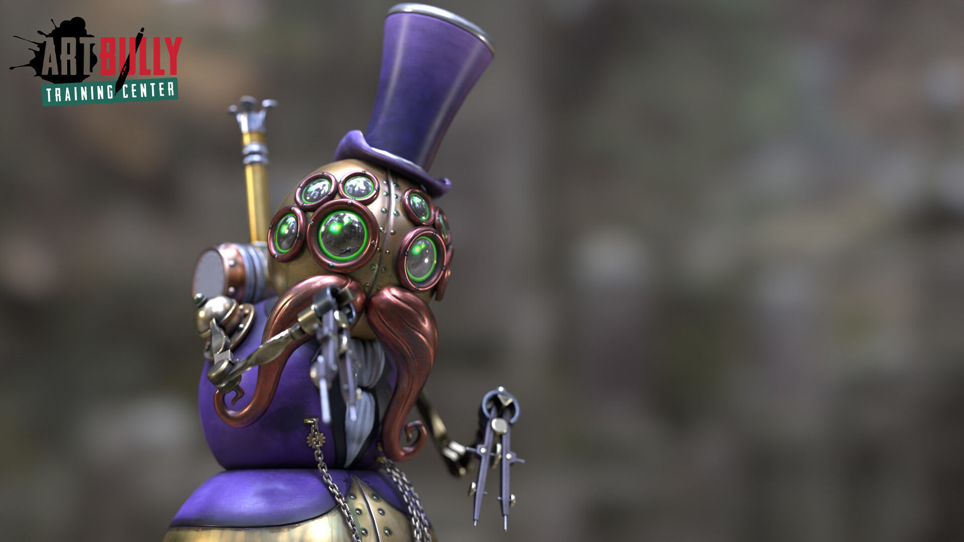 Robot Gentleman PBR Game-Ready Low-poly 3D model_10