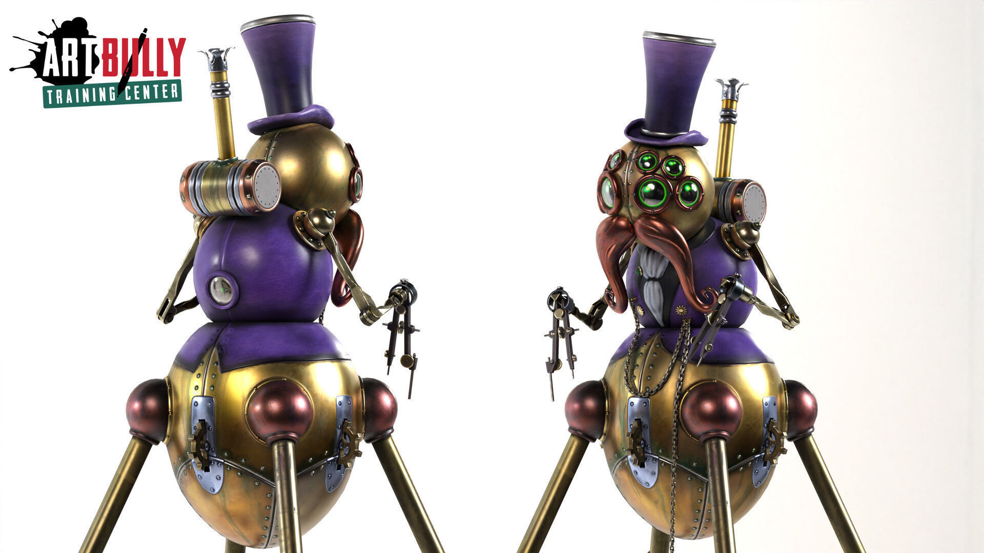 Robot Gentleman PBR Game-Ready Low-poly 3D model_7