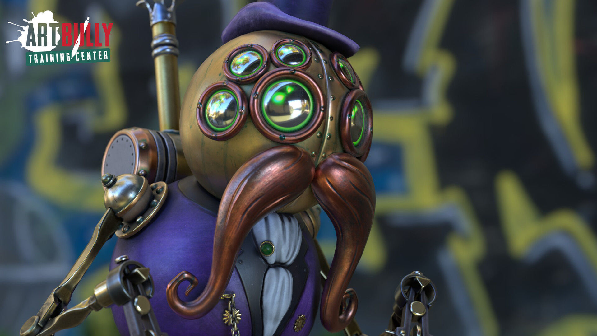 Robot Gentleman PBR Game-Ready Low-poly 3D model_14