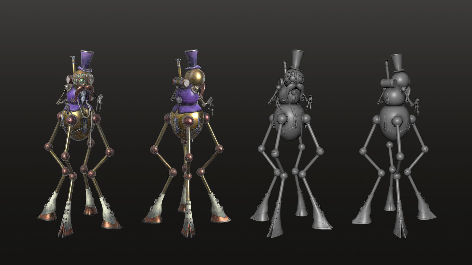 Robot Gentleman PBR Game-Ready Low-poly 3D model_16