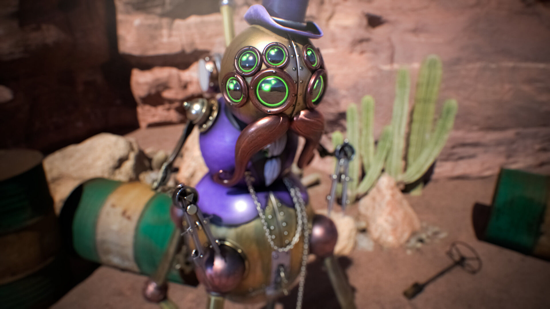 Robot Gentleman PBR Game-Ready Low-poly 3D model_3