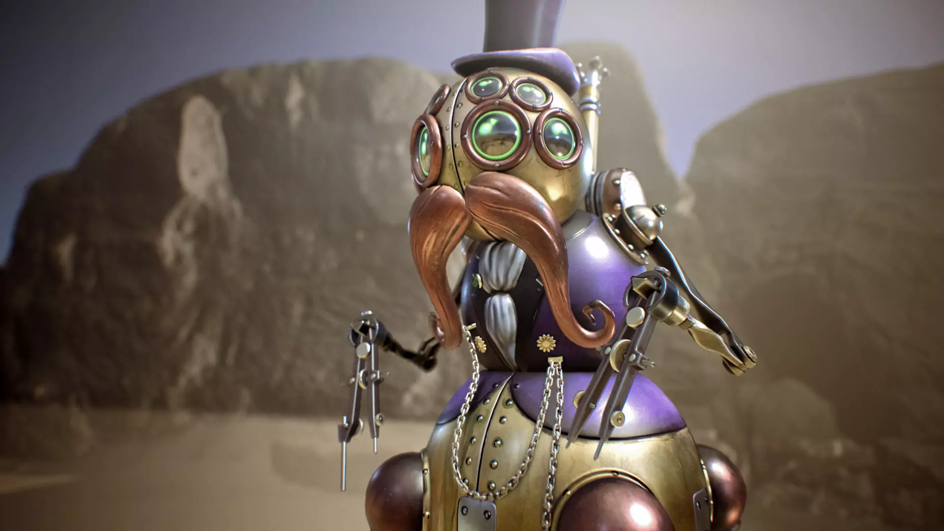 Robot Gentleman PBR Game-Ready Low-poly 3D model_0