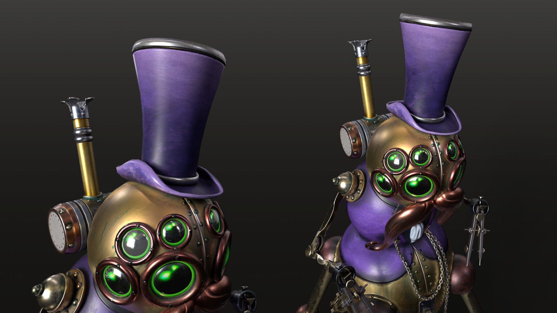 Robot Gentleman PBR Game-Ready Low-poly 3D model_12