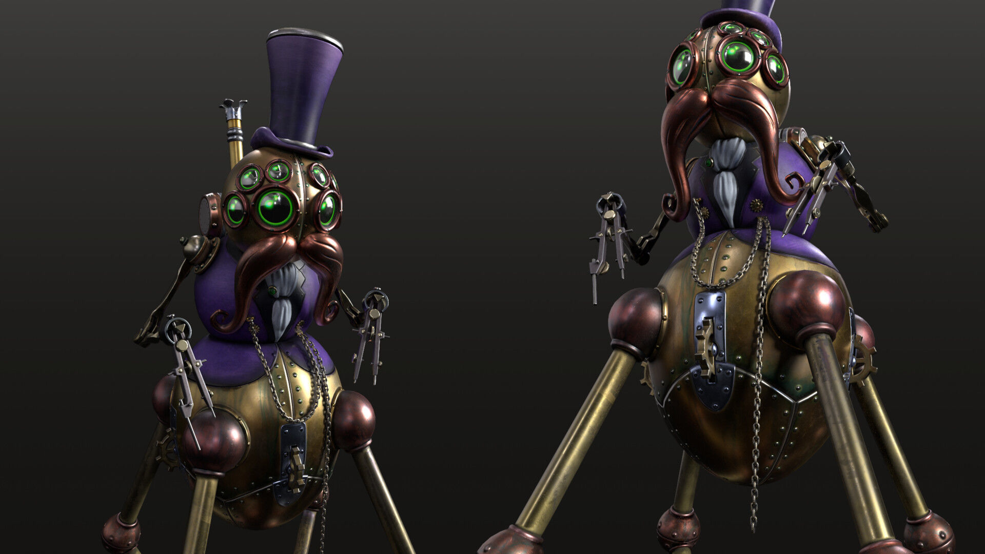 Robot Gentleman PBR Game-Ready Low-poly 3D model_11