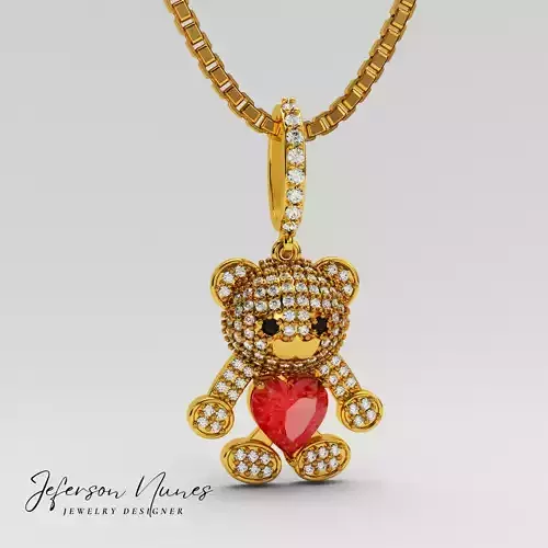 Pingente Ursinho P1102 com argola cravejada