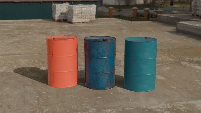 Metal Barrels Low-poly 3D model