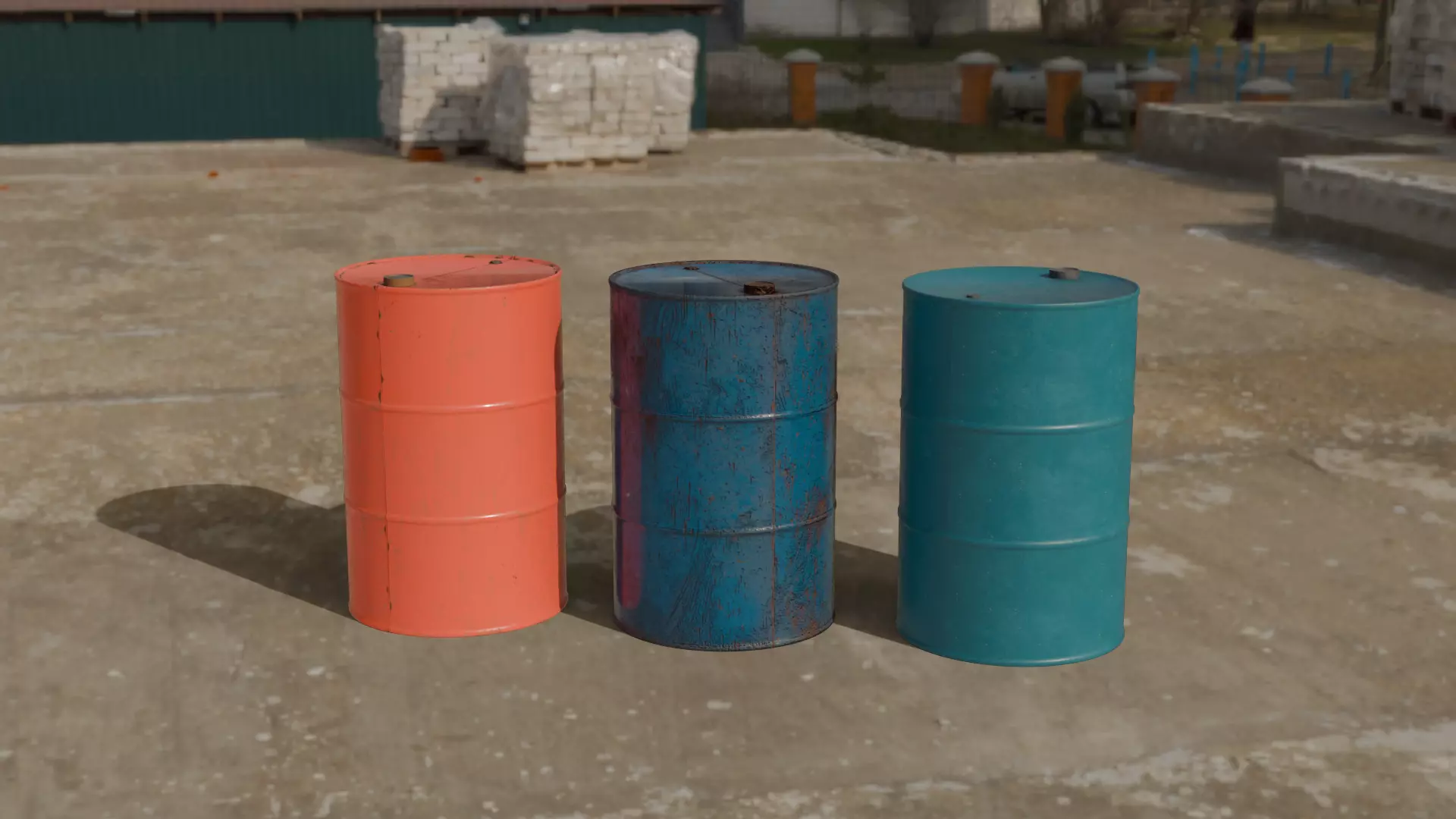 Metal Barrels Low-poly 3D model_0