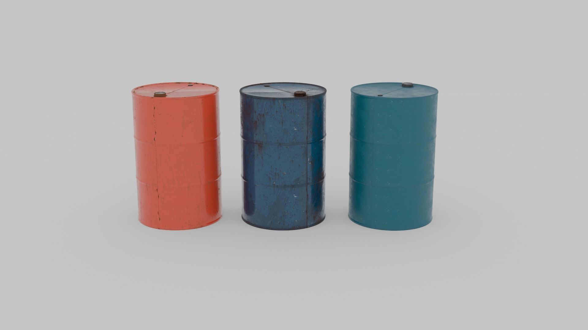 Metal Barrels Low-poly 3D model_1