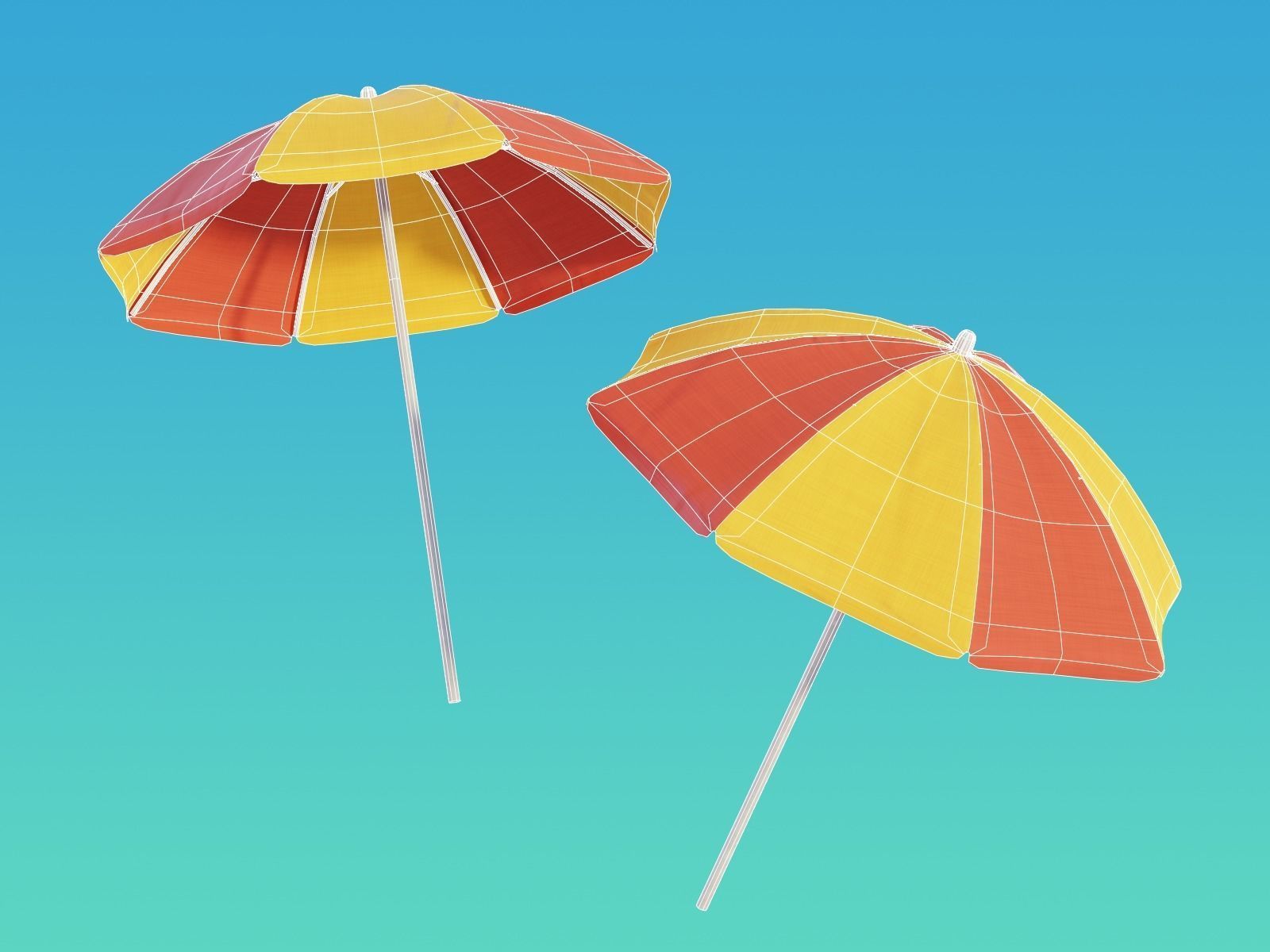 Cartoon Beach Umbrella 3D model_1