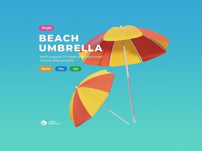 Cartoon Beach Umbrella 3D model