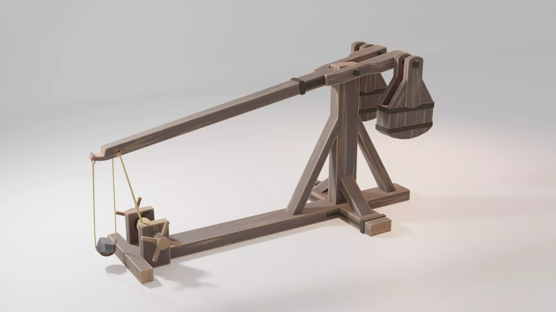 Animated trebuchet Low-poly 3D model