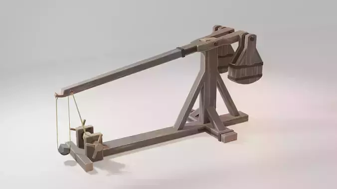 Animated trebuchet Low-poly 3D model