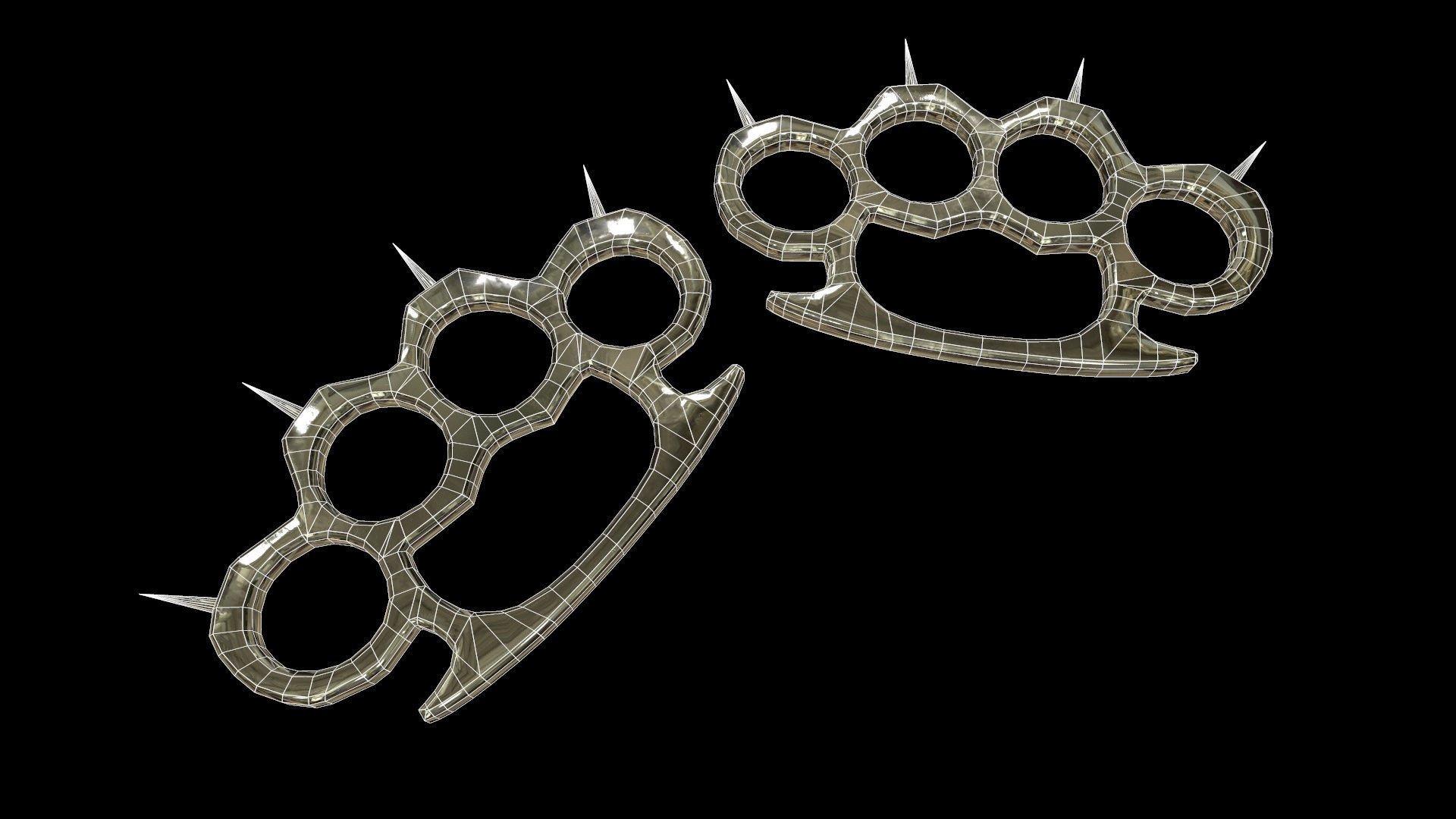 Spiked Brass Knuckles Low-poly 3D model_6