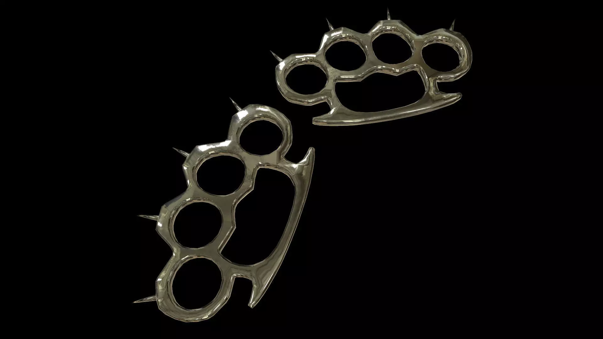 Spiked Brass Knuckles Low-poly 3D model_0
