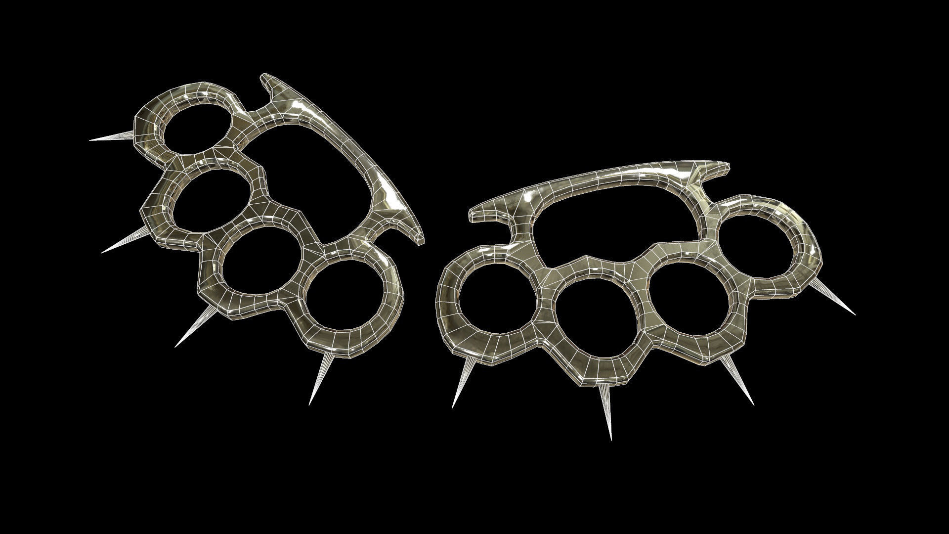 Spiked Brass Knuckles Low-poly 3D model_7