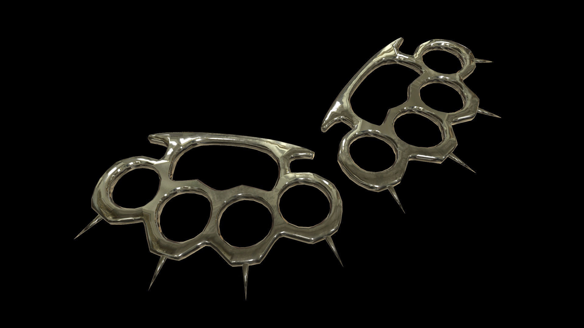 Spiked Brass Knuckles Low-poly 3D model_3