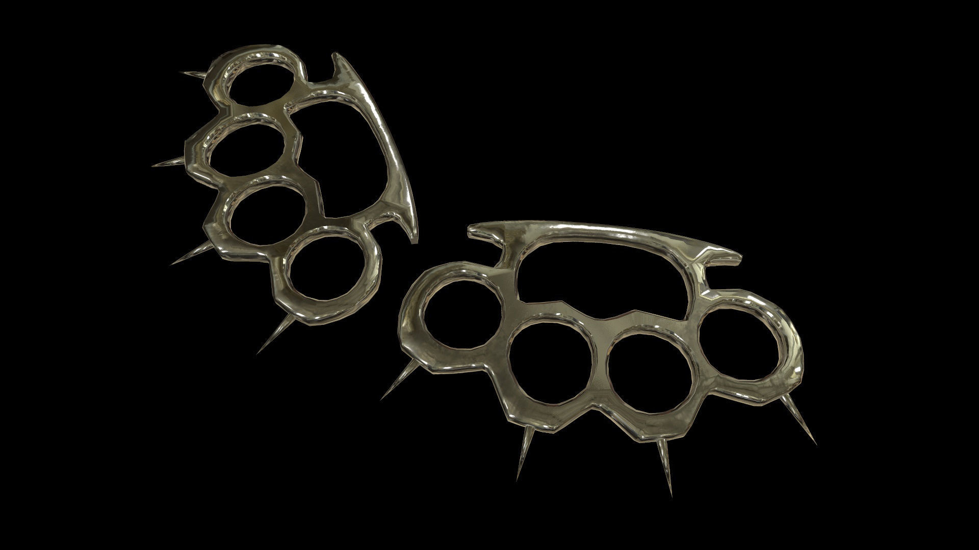 Spiked Brass Knuckles Low-poly 3D model_2