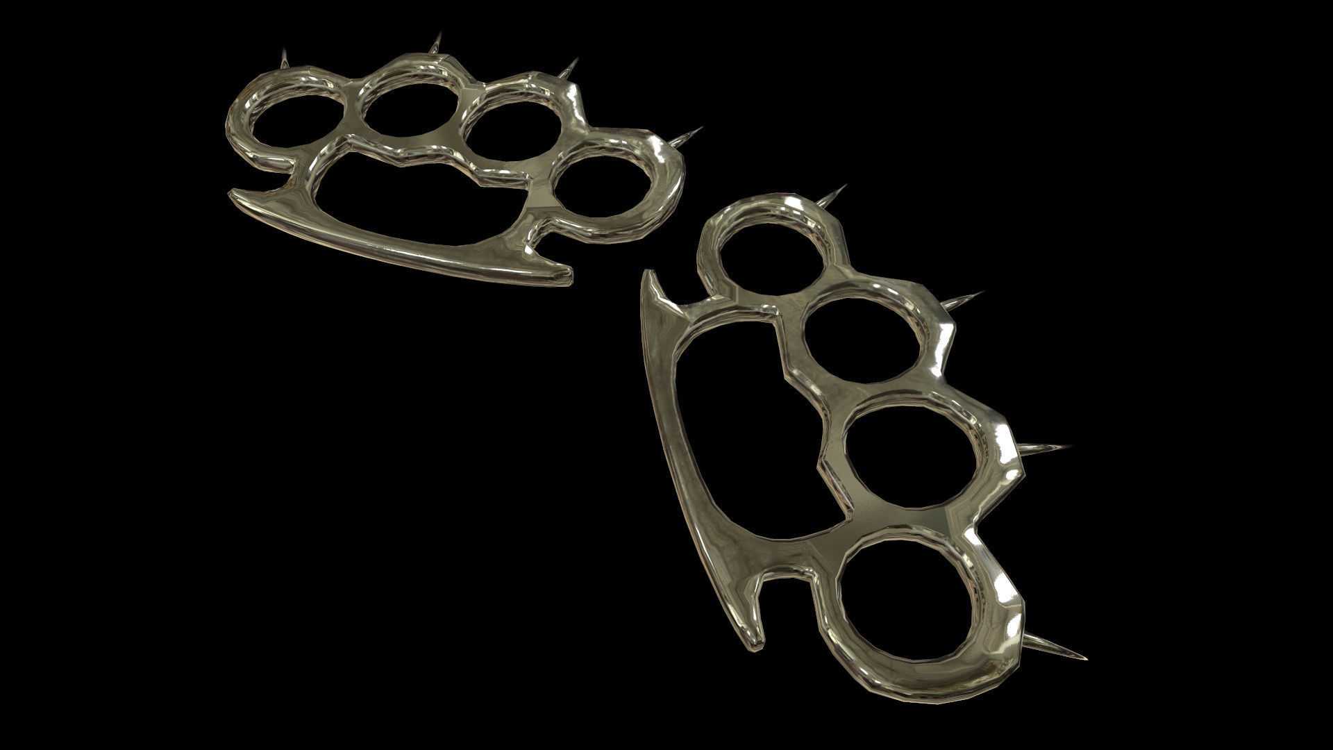Spiked Brass Knuckles Low-poly 3D model_4
