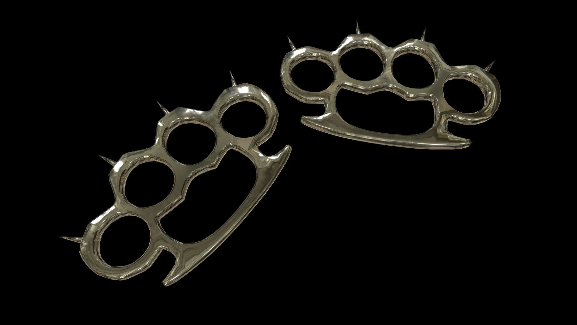 Spiked Brass Knuckles Low-poly 3D model_1