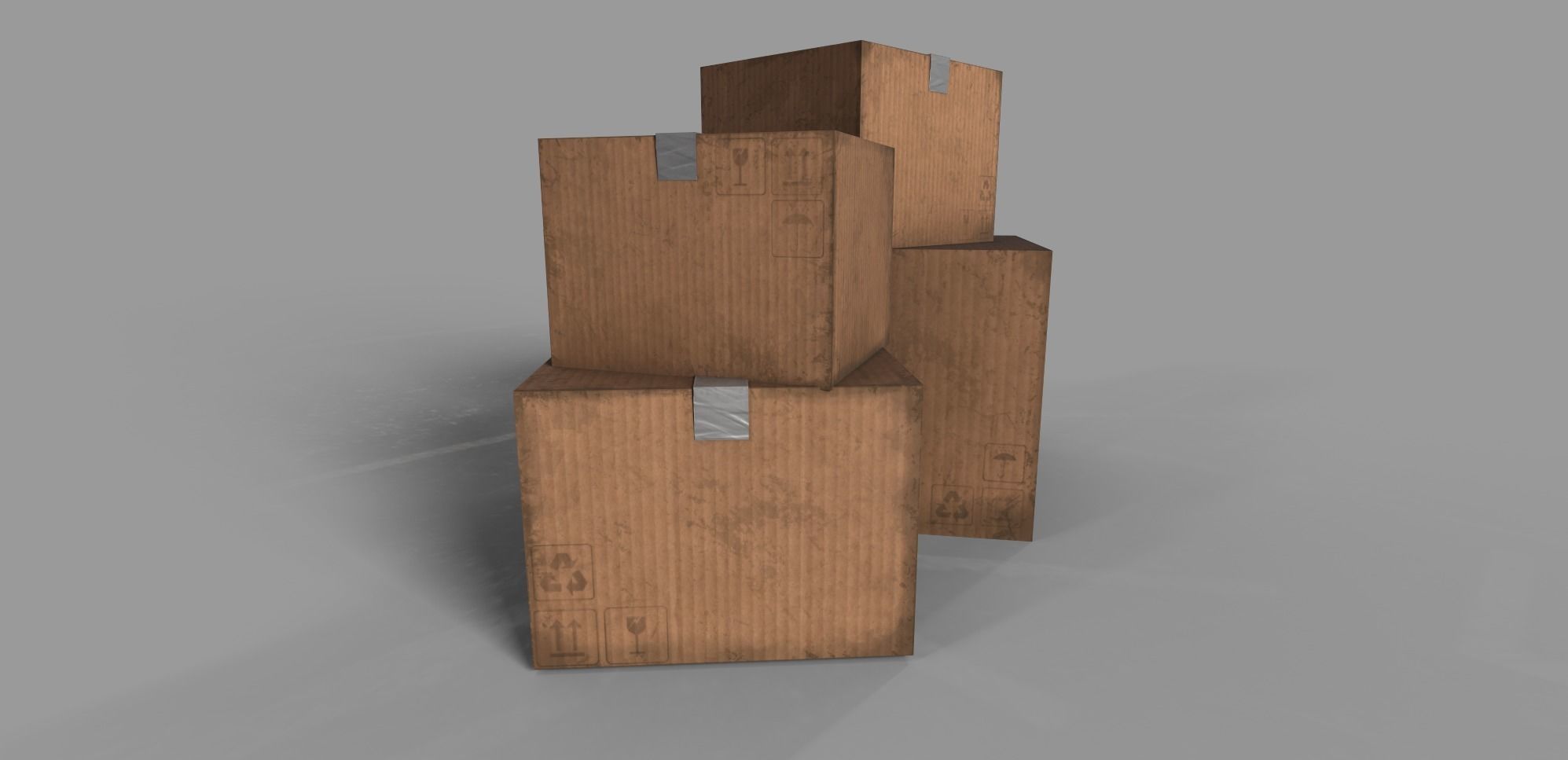 CardBoard Boxes Pack low poly Free low-poly 3D model_3