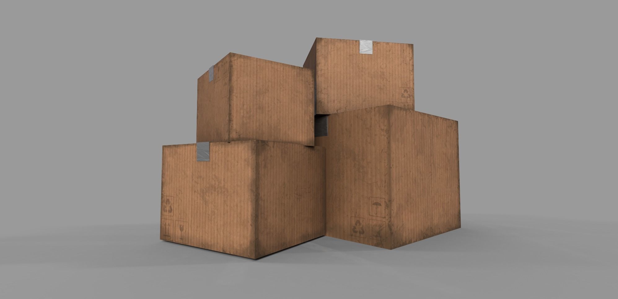 CardBoard Boxes Pack low poly Free low-poly 3D model_4