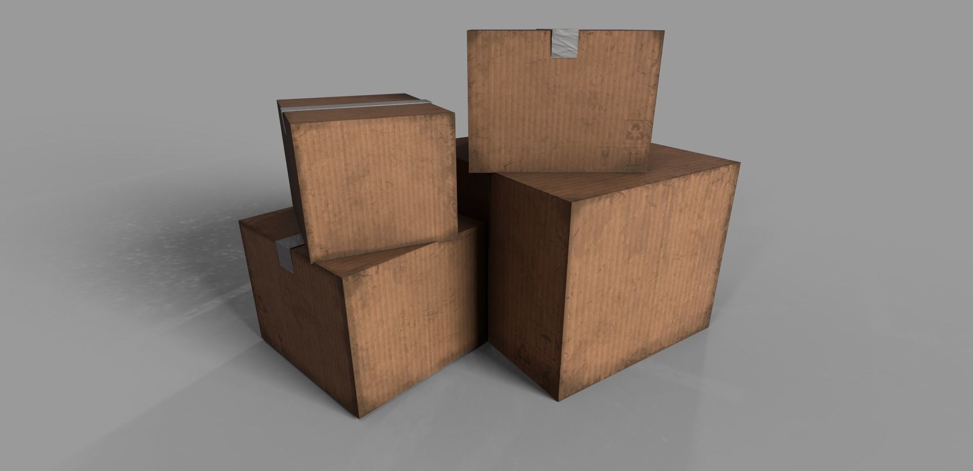 CardBoard Boxes Pack low poly Free low-poly 3D model_2