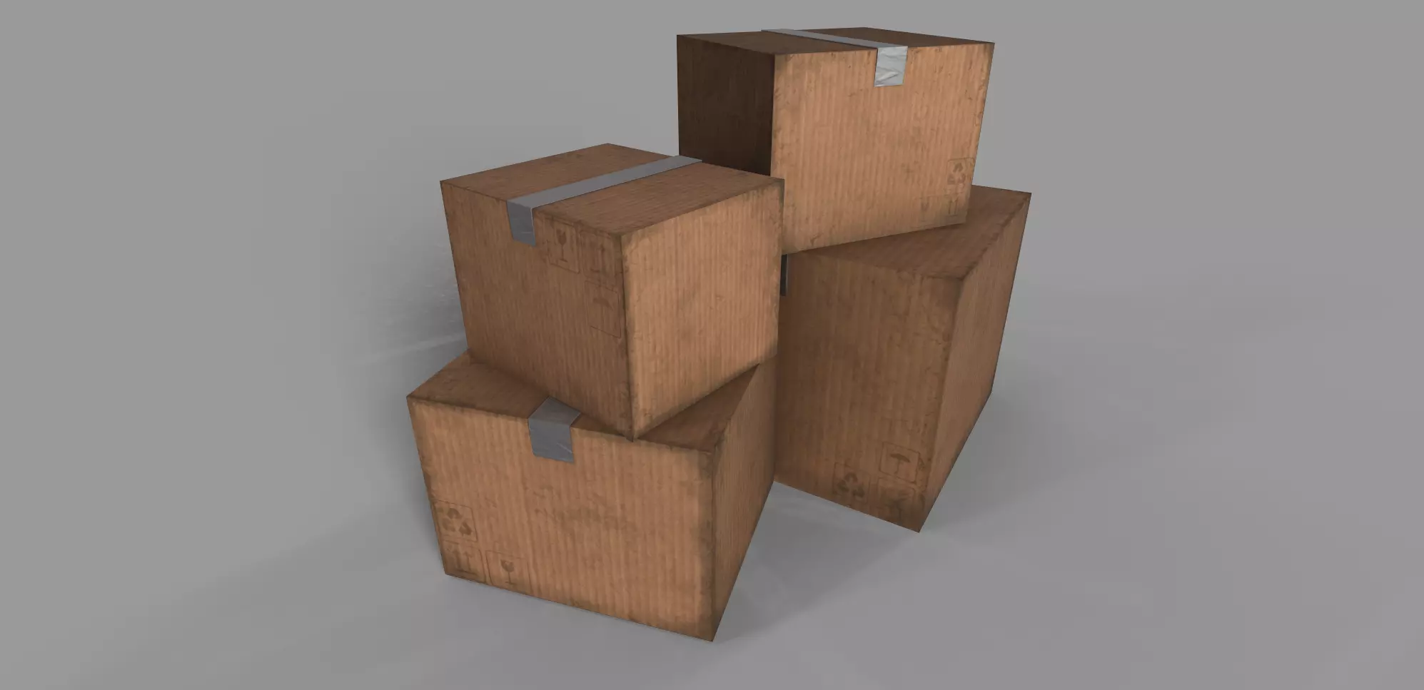 CardBoard Boxes Pack low poly Free low-poly 3D model_0